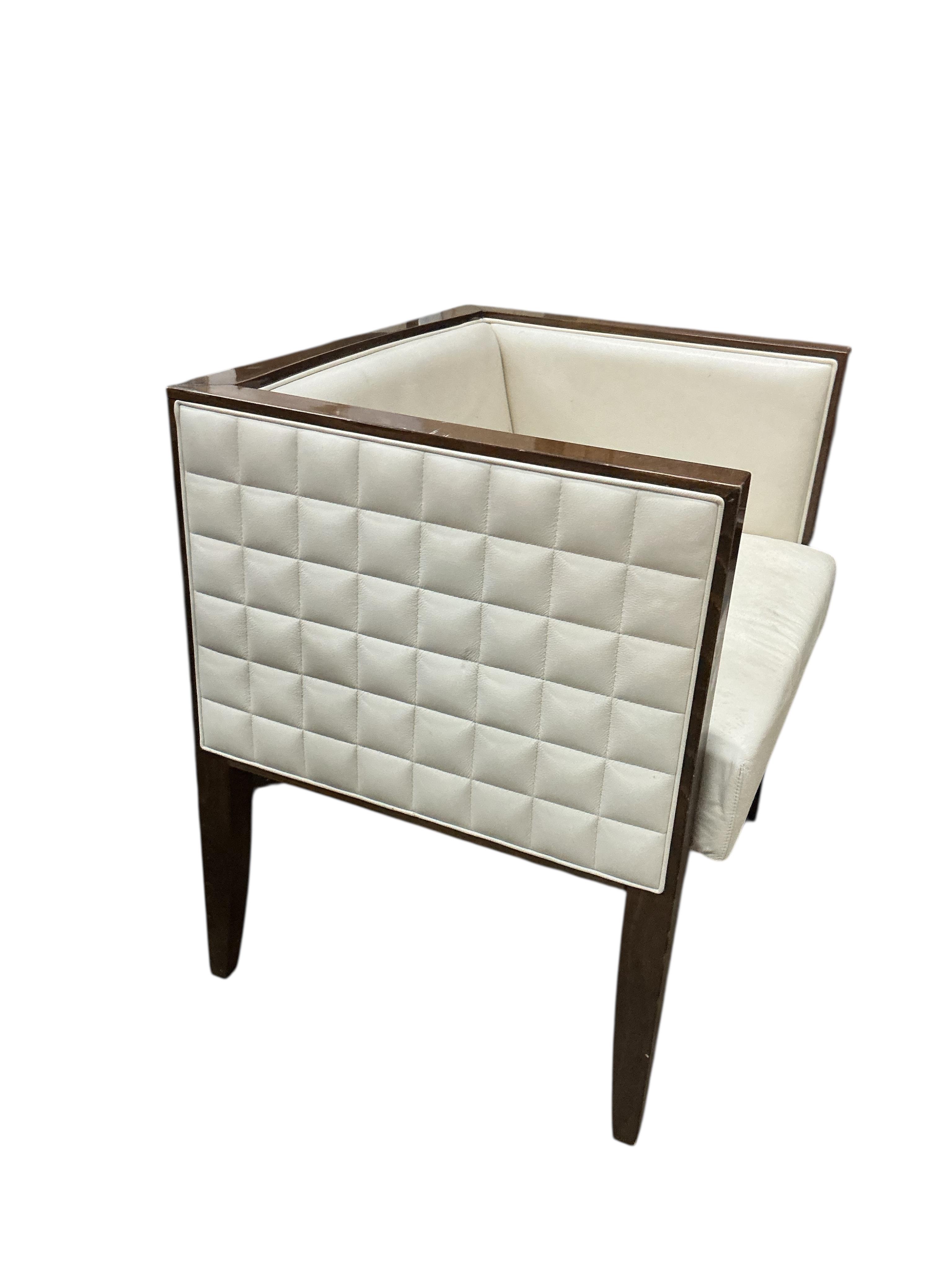 A Contemporary Costantini Pietro Italian “Yale” side chair with ivory quilted Ultrasuede beech frame, width 68cm, depth 58cm, height 72cm